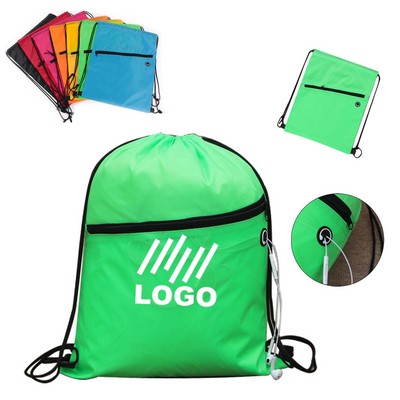 Polyester Drawstring Bag With Headphone Jack