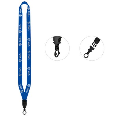 3/4" Full Color Dye-Sublimated Lanyard With Plastic Snap Buckle Release and O-Ring
