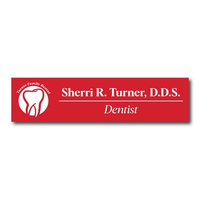 Name Plate -Crimson Red Plastic Etches to White - 2x8 laser engrave. No Minimums