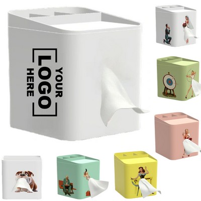 Square Tissue Box with Storage Compartment