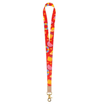 3/4'' Dye-Sublimated Lanyard W/ PU Crimp & Optional Clamp