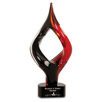 13.25" Red & Black Twist Art Glass