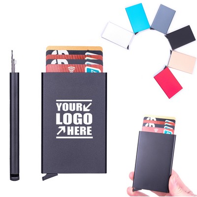 Pop Up RFID Blocking Slim Aluminum Card Holder