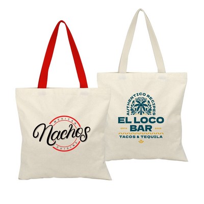 Square 6 Oz. Cotton Canvas Tote Bag with Multi-Color Handles