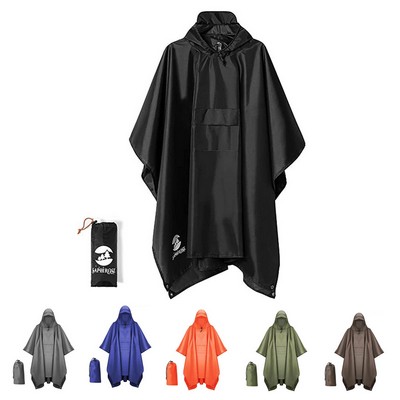 Waterproof Hooded Rain Poncho with Pocket