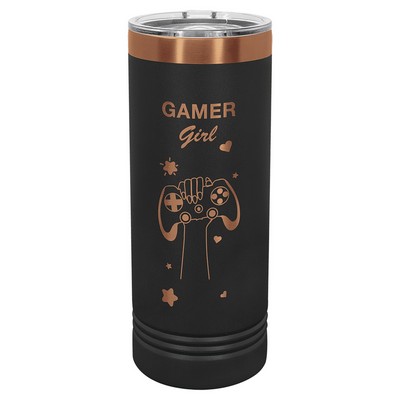 Polar Camel 22 oz. Black/Rose Gold ION-Plated Skinny Tumbler
