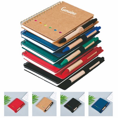 Spiral Pocket Notebook Set with Pen and Sticky Note