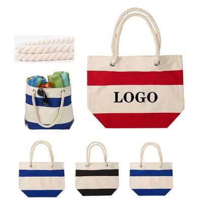 Cotton canvas beach tote.