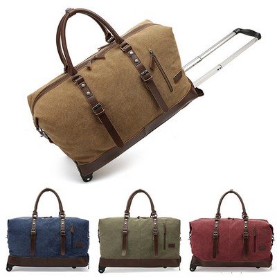Canvas Duffel Weekend Bag with Wheels